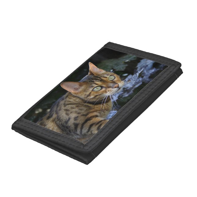 Sneaking Bengal Cat Trifold Wallet (Bottom)