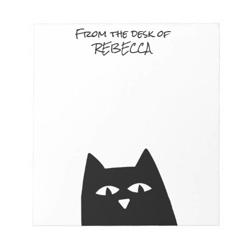 Sneaking Black Cat From the Desk of Personalized   Notepad