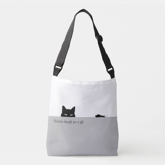 Sneaky Cat Brought You a Gift Crossbody Bag (Front)