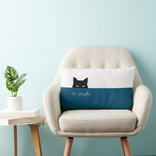 Sneaky Cat Ew People Photo Deep Blue Throw Pillow