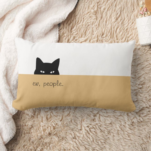 Sneaky Cat Ew People Photo Gold Throw Pillow (Blanket)