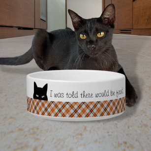 Sneaky Cat Madras Check Plaid Orange Gray Bowl