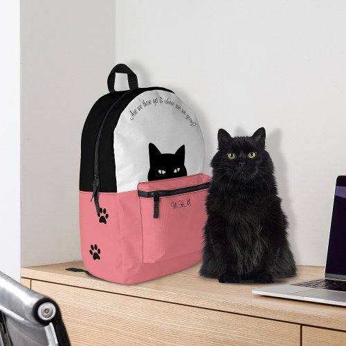 Sneaky Cat Pink Printed Backpack