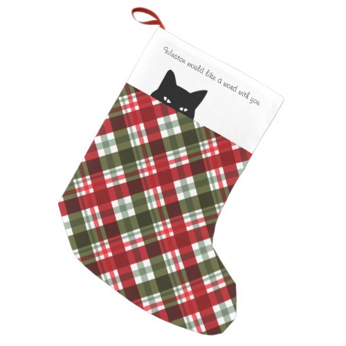 Sneaky Cat Royal Stewart Tartan Plaid Small Christmas Stocking