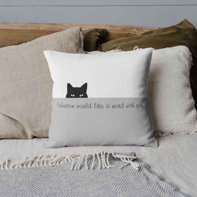 Sneaky Cat Square Throw Pillow (Creator Uploaded)