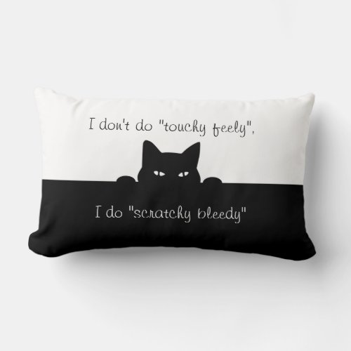 Sneaky Cat Touchy Feely Black Throw Pillow