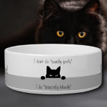 Sneaky Cat Touchy Feely Ceramic Pet Bowl<br><div class="desc">* Sneaky Cat doesn't do touchy feely,  only scratchy bleedy. Perfect gift for the feline lover. Personalize with your cats name and text.</div>