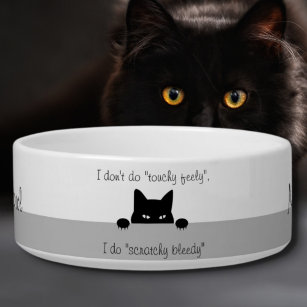 Sneaky Cat Touchy Feely Ceramic Pet Bowl