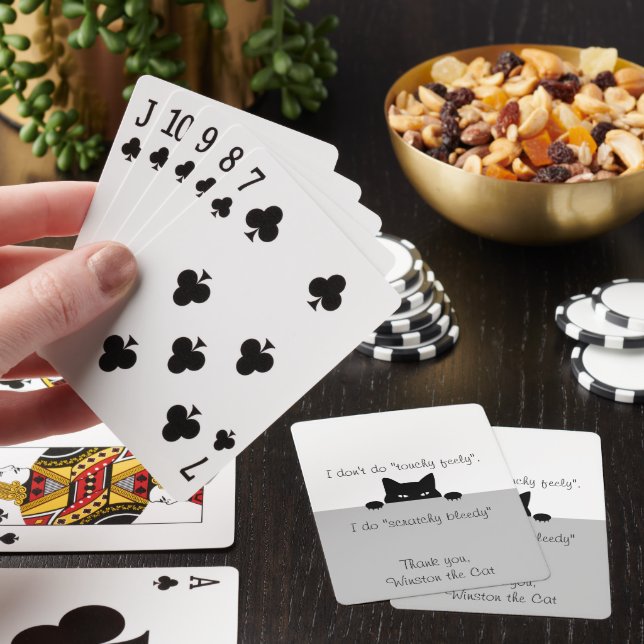 Sneaky Cat Touchy Feely Poker Cards (In Situ)