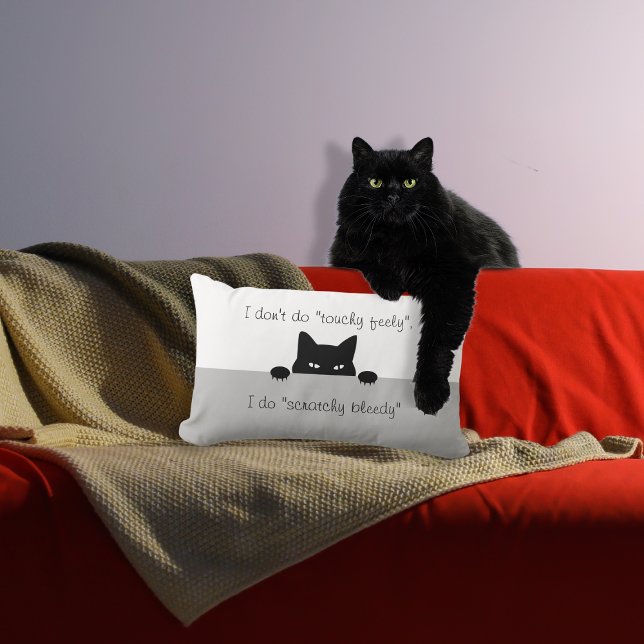 Sneaky Cat Touchy Feely Throw Pillow (Creator Uploaded)