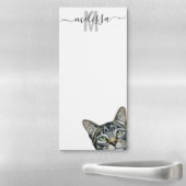 Sneaky Cat Watercolor Monogram Name  Magnetic Notepad (In Situ)