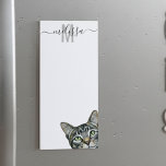 Sneaky Cat Watercolor Monogram Name  Magnetic Notepad<br><div class="desc">This design may be personalized in the area provided by changing the photo and/or text. Or it can be customized by clicking Personalize this Template and then choosing the click to customize further option and delete or change the color of the background, add text, change the text color or style,...</div>