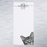 Sneaky Cat Watercolor Monogram Name  Magnetic Notepad<br><div class="desc">This design may be personalized in the area provided by changing the photo and/or text. Or it can be customized by clicking Personalize this Template and then choosing the click to customize further option and delete or change the color of the background, add text, change the text color or style,...</div>