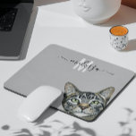 Sneaky Cat  Watercolor Monogram Name  Mouse Pad<br><div class="desc">This design may be personalized in the area provided by changing the photo and/or text. Or it can be customized by clicking Personalize this Template and then choosing the click to customize further option and delete or change the color of the background, add text, change the text color or style,...</div>