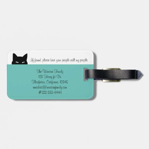 Sneaky Cat Where are We Light Teal Pet Carrier Tag Zazzle