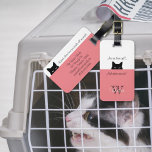 Sneaky Cat Where are We Pink Pet Carrier Tag<br><div class="desc">Sneaky Cat Are We There Yet,  and Where are We luggage tag is the perfect gift for the feline lover and traveler. Personalize with your monogram,  name and text.</div>
