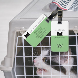 Sneaky Cat Where are We Sage Pet Carrier Tag