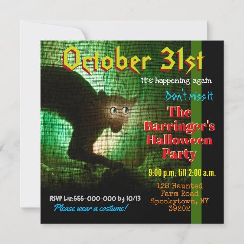 Sneaky Critter Costume Party Halloween Invitation