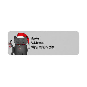 Sneaky funny Christmas kitty gray Label