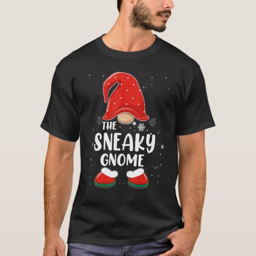 Sneaky Gnome Buffalo Plaid Matching Family Christm T_Shirt