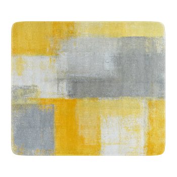 'sneaky' Grey And Yellow Abstract Art Cutting Board by T30Gallery at Zazzle
