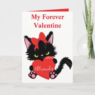 Sneaky Kitten White and Red Valentine Heart