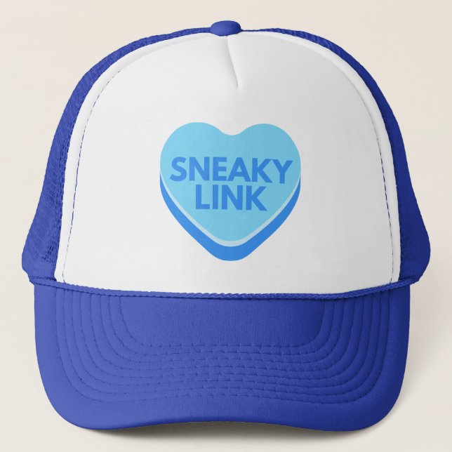 Sneaky Link Funny Valentine Conversation Heart Trucker Hat (Front)