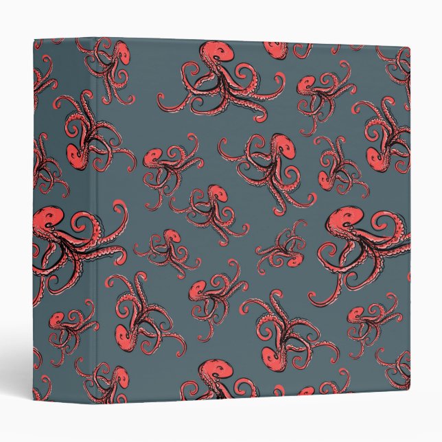 Sneaky Octopus Pattern 3 Ring Binder (Front/Spine)