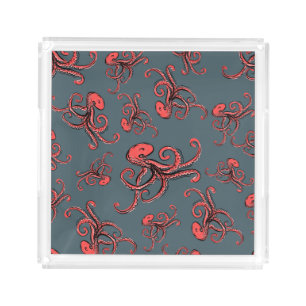 Sneaky Octopus Pattern Acrylic Tray