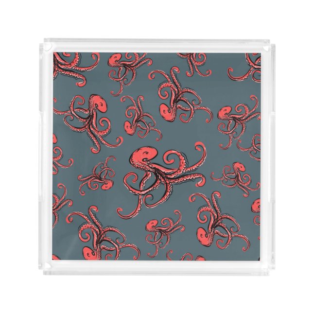 Sneaky Octopus Pattern Acrylic Tray (Front)