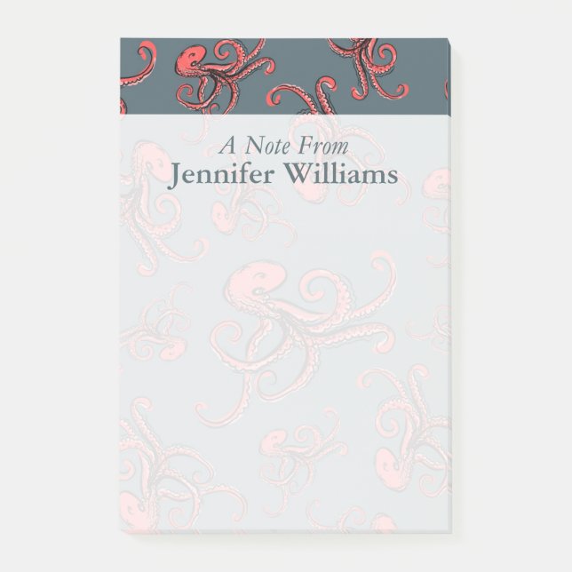 Sneaky Octopus Pattern | Add Your Name Post-it Notes (Front)