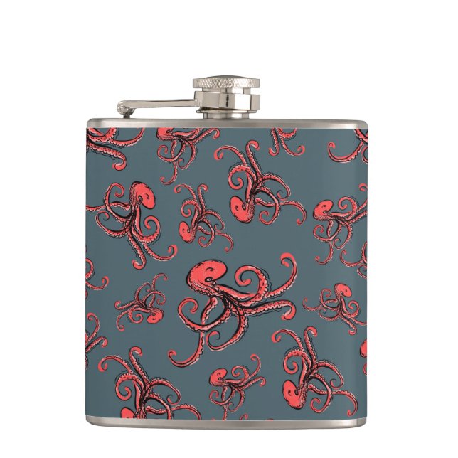 Sneaky Octopus Pattern Flask (Front)