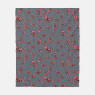 Sneaky Octopus Pattern Fleece Blanket