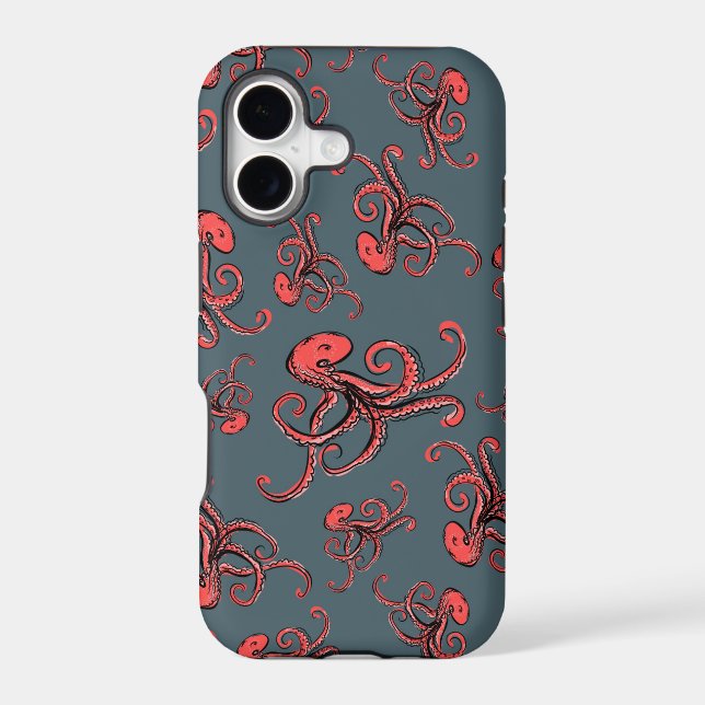 Sneaky Octopus Pattern Iphone Case (Back)