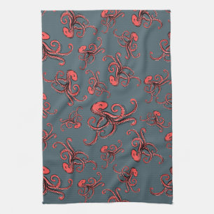 Sneaky Octopus Pattern Kitchen Towel