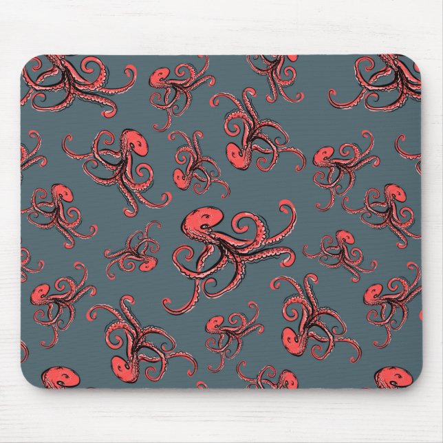 Sneaky Octopus Pattern Mouse Pad (Front)