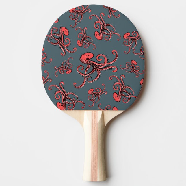 Sneaky Octopus Pattern Ping-Pong Paddle (Front)