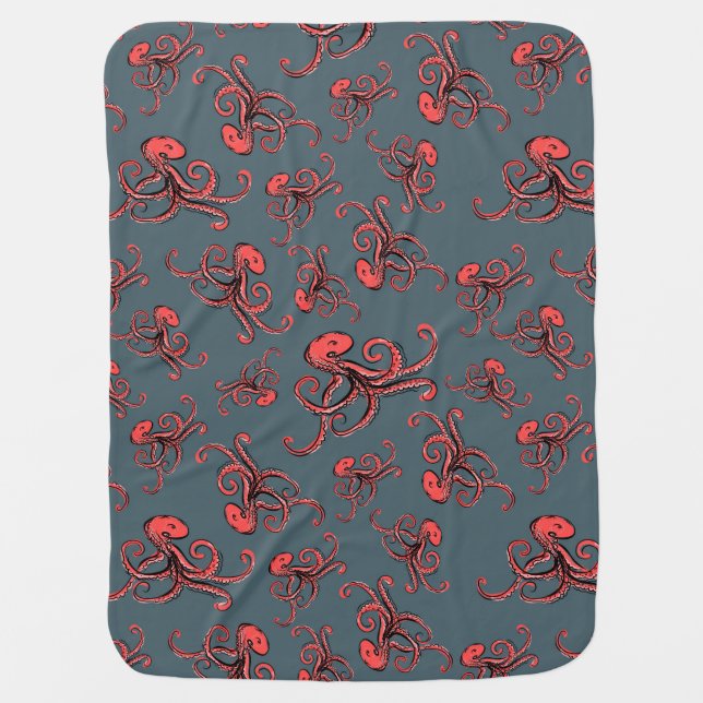 Sneaky Octopus Pattern Receiving Blanket (Front)