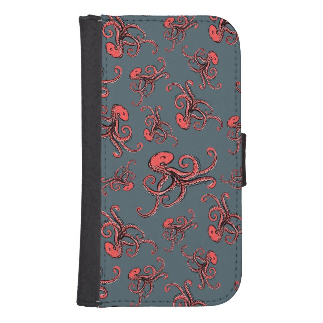 Sneaky Octopus Pattern Samsung Galaxy Wallet Case (Front)
