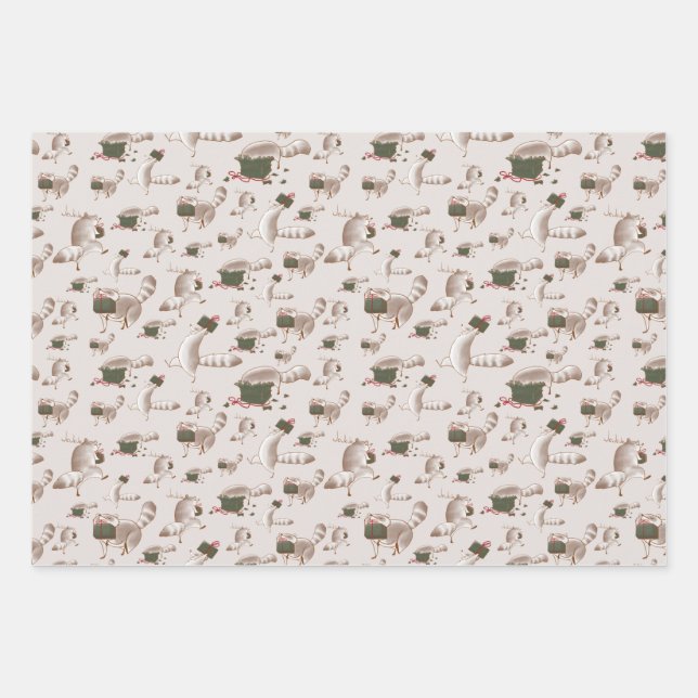 Sneaky Racoon Wrapping Paper Sheets (Front)