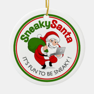 Sneaky Santa Ceramic Ornament