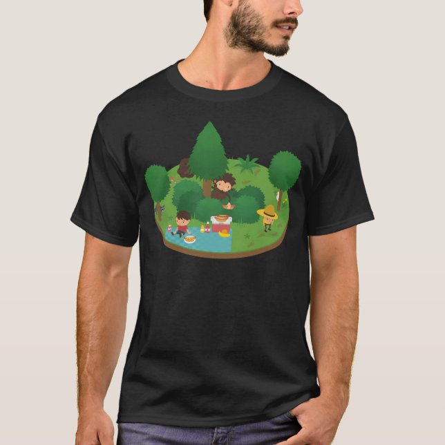Sneaky Sasquatch Floating Picnic T-Shirt (Front)