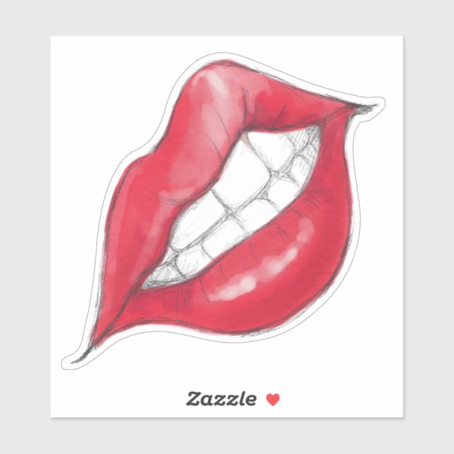Sneering Red Lips Sticker (Sheet)