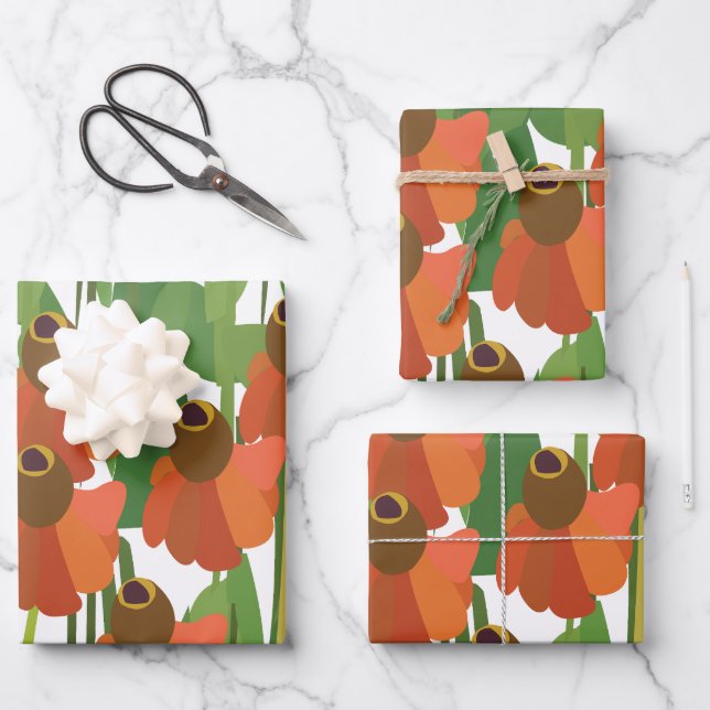Sneezeweed Wildflower Floral Wrapping Paper Sheets (Front)