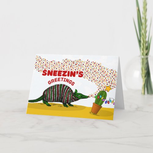 Sneezins Seasons Greetings with Armadillo  Card