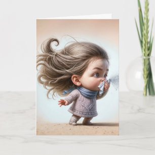 Sneezing Girl With Tissue Card