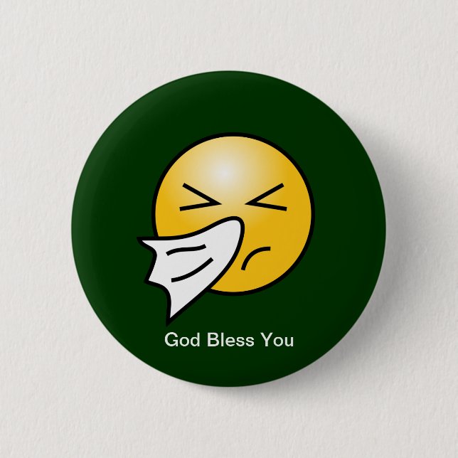 Sneezing: God Bless You Pinback Button (Front)