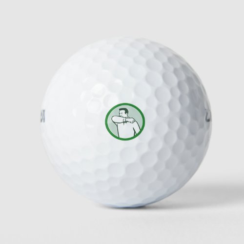 Sneezing or Coughing Into Elbow Icon Circle Retro Golf Balls