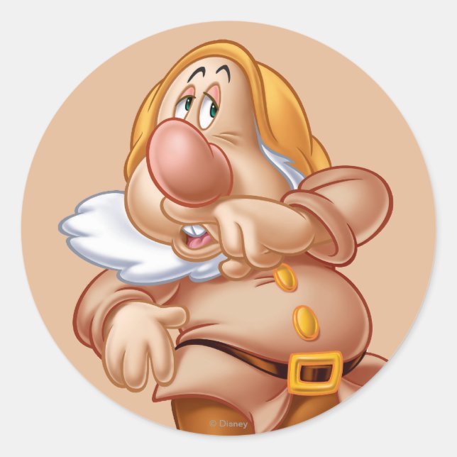 Sneezy 3 classic round sticker (Front)