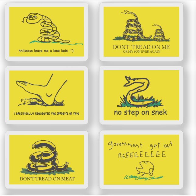 Snekright gadsden flag parody memes x6 sticker (Front)